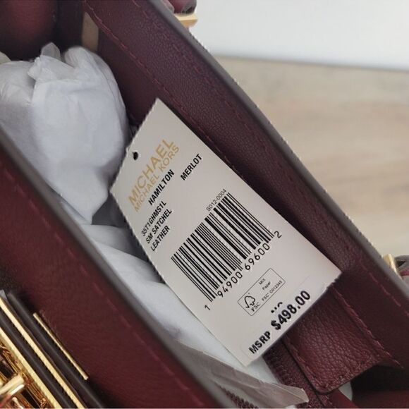 NWT Michael Kors Small Hamilton Satchel Merlot - Picture 10 of 10